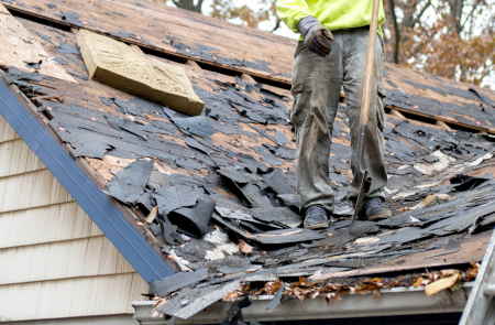 A home in need of storm damage roof repair in Raleigh, NC