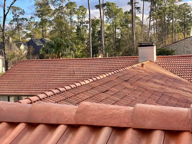 Raleigh Spanish Barrel Tile Roof Red Close Up Spanish Barrel Tile Roof Red Close Up